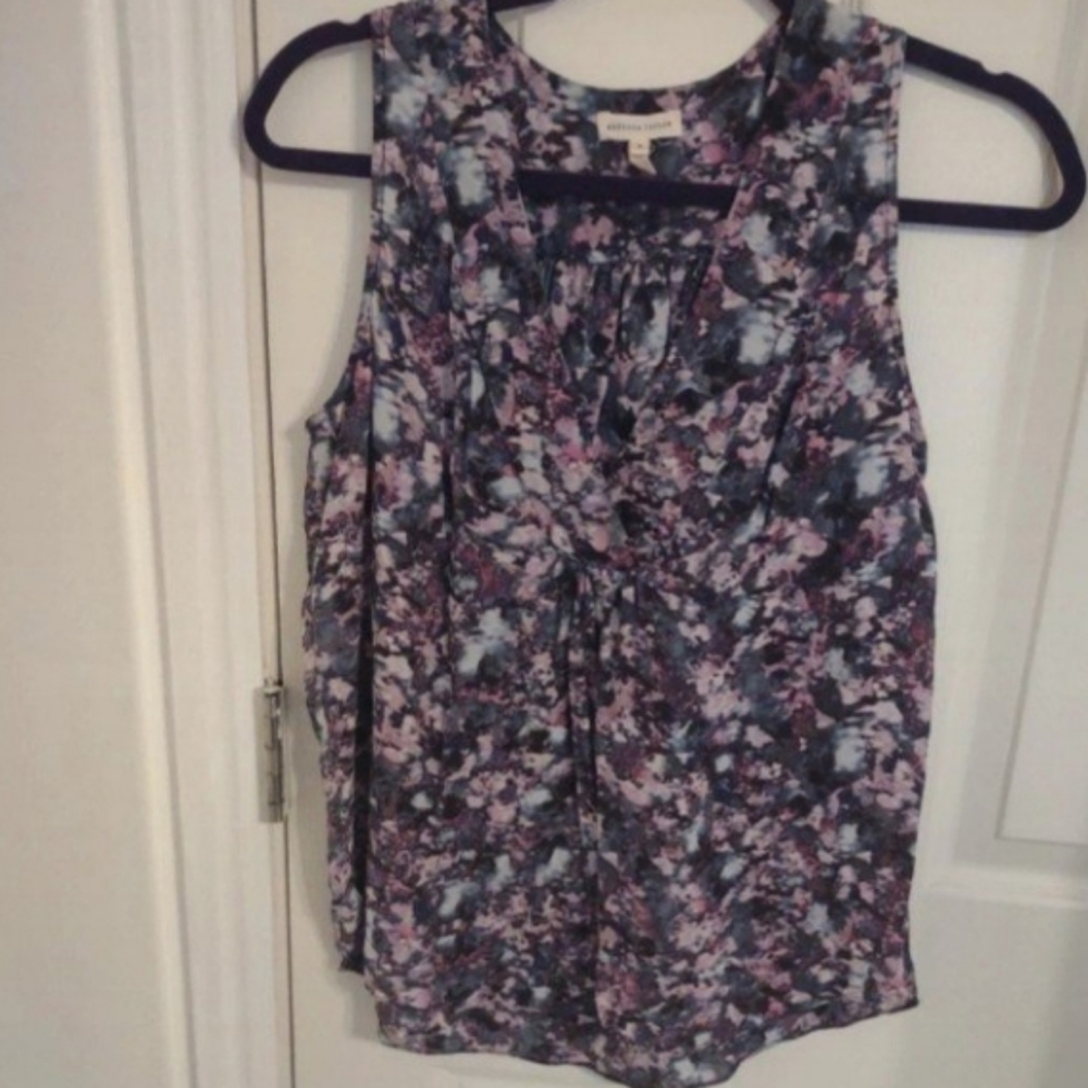 Rebecca taylor silk floral print sleeveless blouse